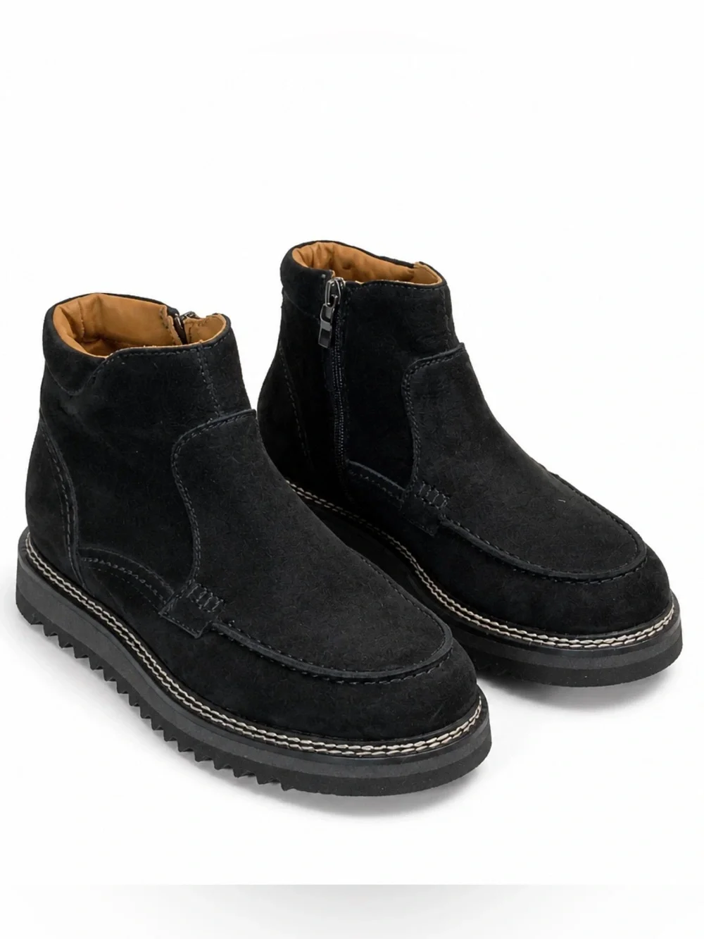 Alberto Ciccioli Men's Black Soft Nubuck Comfort Chukka Boots with Side Zip